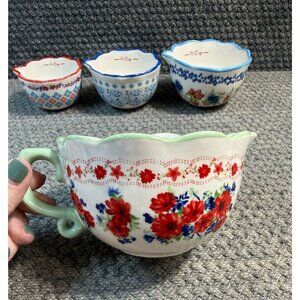 Pioneer Woman ~ Set of Four (4) CLASSIC CHARM ~ Stoneware ~ Measuring Bowls 2017